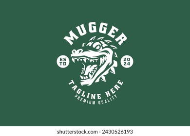 mugger crocodile badge logo design for adventure, sport and esport team