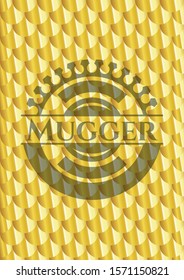 Mugger gold badge. Scales pattern. Vector Illustration. Detailed.