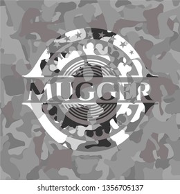 Mugger on grey camo pattern