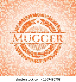 Emblema de mosaico naranja con fondo