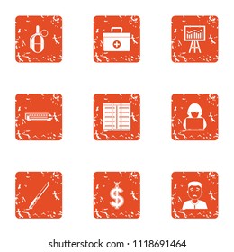 Mugging icons set. Grunge set of 9 mugging vector icons for web isolated on white background