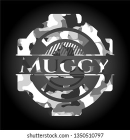 Muggy on grey camouflage texture