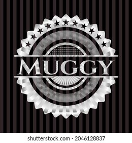 Muggy silvery shiny emblem. Vector Illustration. Mosaic. 