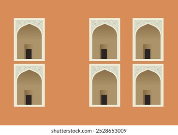 Elementos de ventana de arco de Mughal - Ilustración de stock como archivo EPS 10