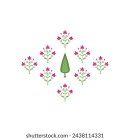 Mughal art , indian painting , floral motif for logo , print on demand