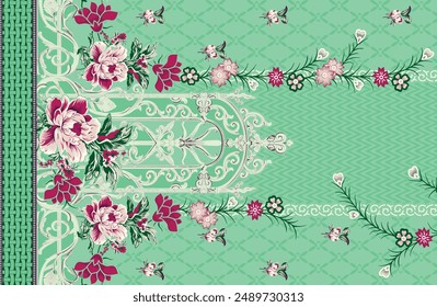 Mogulkunst und ethische textile digitale Motive