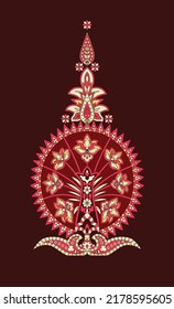 Mughal artwork.Pakistani traditional antique gold border. Tradition Mughal Motif Fantasy Flowers.The beautiful digital textile botanical motif for New creation.