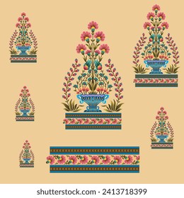 Mughal BoderDigital motif.Textile designs all over print, Mughal pattern, carpet,  vintage, abstract, border, retro, barouqe, Paisley, ornaments, demask suitable for fabric use.
