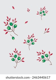 Mughal botanical floral motif vector