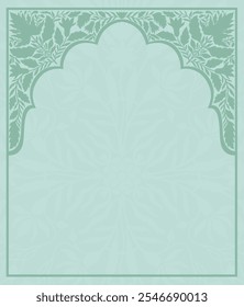 Mughal decorative ornamental floral arch. Vintage intricate traditional mughal style with flowers and foliage. Vector illustration.