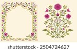 Mughal decorative ornamental floral. Vintage intricate traditional mughal style with flowers and foliage. Vector illustration.