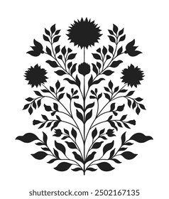 Mughal decorative ornamental floral. Vintage intricate traditional mughal style with flowers and foliage. Vector illustration.