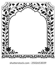 Mughal decorative ornamental floral. Vintage intricate traditional mughal style with flowers and foliage. Vector illustration.