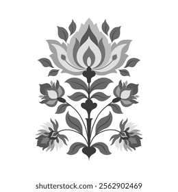 Mughal decorative ornamental floral. Vintage intricate traditional mughal style with flowers and foliage. Vector illustration.