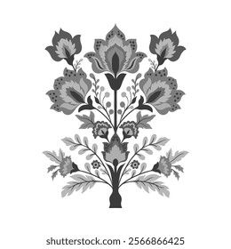 Mughal decorative ornamental floral. Vintage intricate traditional mughal style with flowers and foliage. Vector illustration.