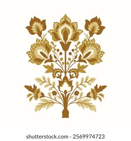 Mughal decorative ornamental floral. Vintage intricate traditional mughal style with flowers and foliage. Vector illustration.