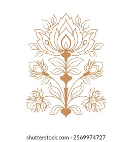 Mughal decorative ornamental floral. Vintage intricate traditional mughal style with flowers and foliage. Vector illustration.