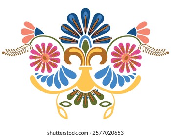 Mughal decorative ornamental floral. Vintage intricate traditional mughal style with flowers and foliage. Vector illustration