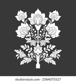 Mughal decorative ornamental floral. Vintage intricate traditional mughal style with flowers and foliage. Vector illustration.