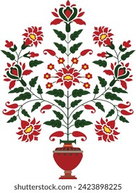 Mughal decorative plant illustration. Traditional Indian Mughal floral Motif vector design.