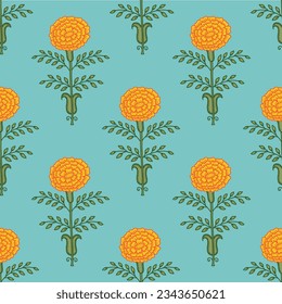 mughal floral marigold flower design , seamless pattern