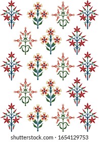 mughal floral motif white ground seamless pattern 