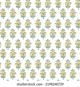 mughal floral Paisley design pattern,mughal yellow motif pattern on white background used for textile nad karbed designs. 
