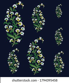 mughal floral pattern motif pattern on black