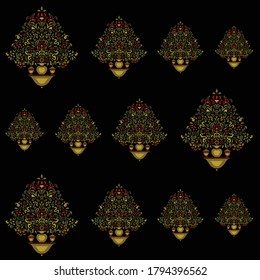 mughal floral pattern motif pattern on navy