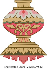 Mughal floral vase on white background