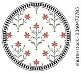 Mughal floral wall plate design , coaster print , stickers , home decor ,dinner plate