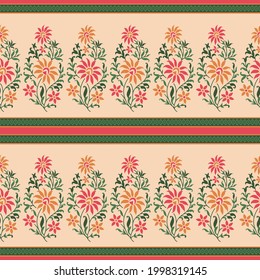 Mughal flower border pattern on backgrounds 