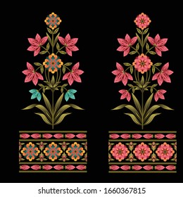 mughal flower bunch black background design