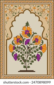 Mughal flower design, Mughal border design,flower.