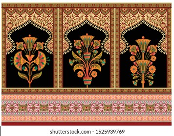 mughal flower motif bunch border design