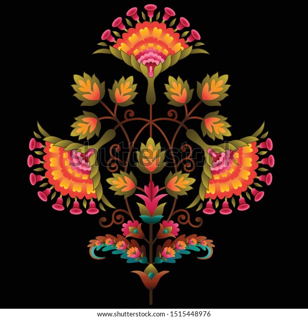 Mughal Flower Motif Bunch Design Stock Vector (Royalty Free) 1515448976 ...