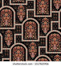 mughal flower motif bunch pattern design