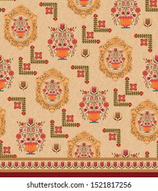 mughal flower motif bunch pattern background design
