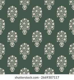 Mughal flower motif seamless pattern. Traditional flower pattern illustration. Flower pattern for fashion, fabric, textile, and wallpaper.