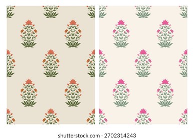 Motivo de flor mogol sin patrón. Ilustración de patrón de flores tradicional. Patrón de flores para la moda, tela, textil y Fondo de pantalla.