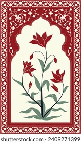 Mughal flower motif Vector illustration. Digital flower textile design, digital print.