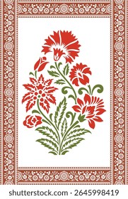 Mughal flower motif Vector illustration. Digital flower textile design, digital print.Traditional Asian Wallpaper, Seamless Design, Traditional Egyptian Border