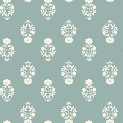 Mughal Flower Pattern With Blue Background