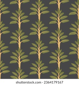 Mughal indian seamless pattern, Beautiful tree repeat pattern print in dark gray background 