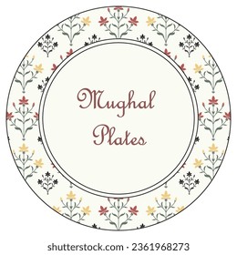 Mughal islamic inspired dinner plate print , floral print , wall plate print , vector , editable