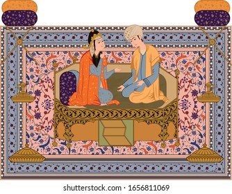 Mughal Miniature Painting Of Mughal king