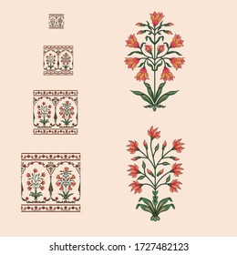 mughal motif bunch  whit border background   