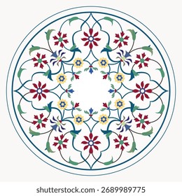 Mughal Motif Circle Illustration Vector