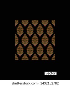 mughal motif flower bunch pattern black ground