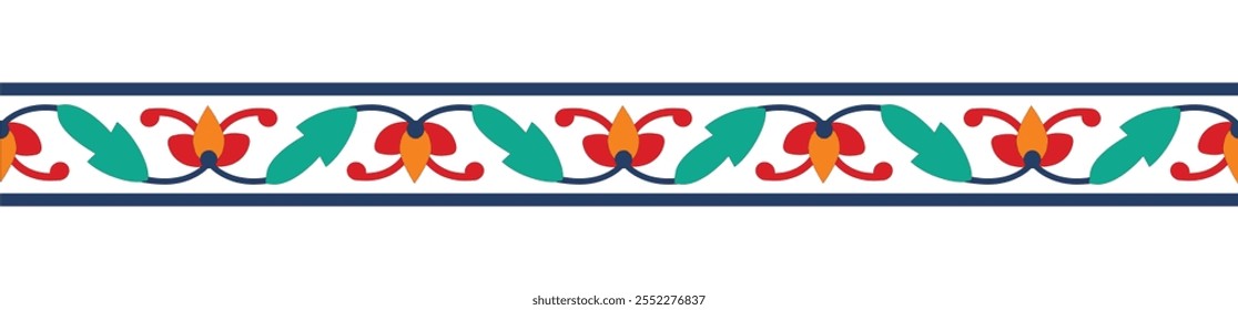 Mughal motif ornament border. Seamless pattern